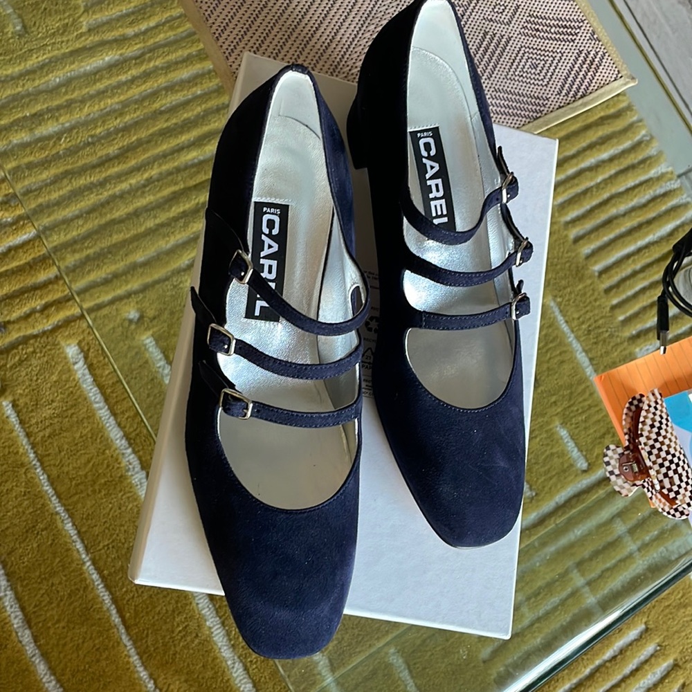 CAREL KINA Blue suede leather Mary Janes